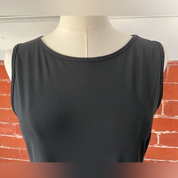 Sarah Pacini Midi Dress Techno Fabric Black Sleeveless Bias Cut Stretch Modern - Picture 10 of 16